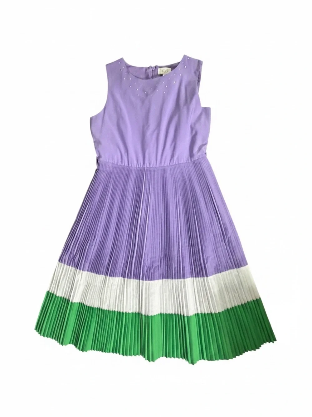 The Children's Place Purple, White & Green Pleated Party Dress
